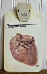 Vintage Human Heart Clip Board Transderm Nitro Advertising Medical J. Netter