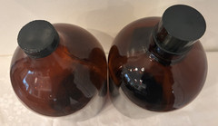 Pair Amber Glass Gallon Medicine Bottle Surgical Doctors Office Cough Syrup