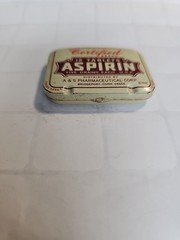 Open Box 1939 Certified Brand Aspirin 12 Tablet Pocket Pill Tin Antique Mini Tin
