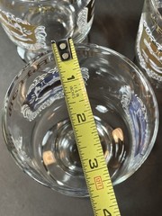 4 MCM Apothecary Pharmacy Medical Rx Gold Trim Footed Bar Drinking Glasses