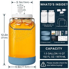 2 Pack 1.5 Gallon Large Fermentation Jars with Airtight Lids & Airlocks, Wide…