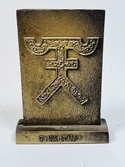 Vintage Pharmacy Brass Paperweight Tinactin Promotion Advertising Symbol