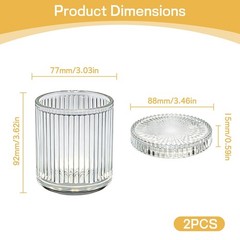2 Pack Ribbed Glass Qtip Holder with Lid, Apothecary Storage Jars, Bathroom V…