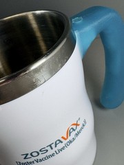 ZOSTAVAX Pharmaceutical Drug Rep Advertising Collectible Insulated Travel Mug