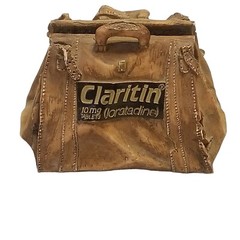 CLARITIN Business Card Holder Advertising Desk Decor Dr Bag Signed S.S. Sarna