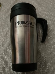 PROZAC Weekly Double Wall Tumbler Travel Mug Pharma Ad Promo See Pics