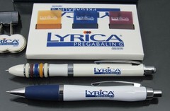 LYRICA Lot PENS, Clip, Boxed PENLIGHT, Sticky Page Flags Drug Rep Pharmaceutical