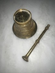 Rx Brass Mortar and Pestle Apothecary Pharmaceutical 3” Vintage Solid Brass Drug