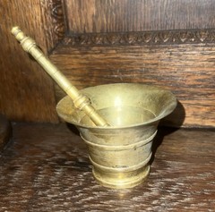 Rx Brass Mortar and Pestle Apothecary Pharmaceutical 3” Vintage Solid Brass Drug