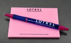 Lotrel Metal PEN, Pink Sticky Note Pad Drug Rep Pharmaceutical Promo Advertising