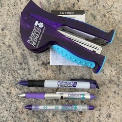 Drug Rep Pharmaceutical Stapler & Pens RARE Pulmicort New Box Advertising Purple