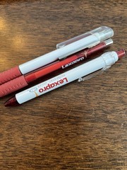 Lot of 3 Lexapro Medical Drug Rep Pharmaceutical Pens Red Grip White Gold Forest