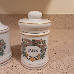 Set of 3 Vintage Ceramic Apothecary Pharmacy Jars with Lids