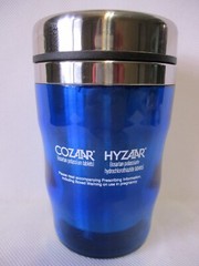 Cozaar Hyzaar Blue Coffee Travel Mug Pharmaceutical Drug Rep Promo Advertisement