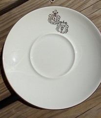 Vintage Pair of MCM Pharmacy Logo Saucers, 6”