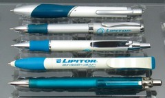 Lot of 5 Lipitor PENS Metal & Plastic Drug Rep Pharmaceutical Promo Advertising