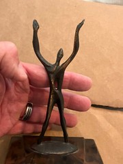 Vintage Bronze Bakelite? Dicarbosil Pharmaceutical Ad Statue Trophy MCM