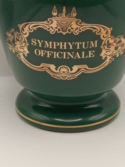 VTG Eli Lilly Ceramic Green Gold Trim Apothecary Jar-Symphytum Officinale #5-179