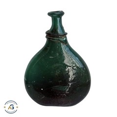 Bocksbeutelflasche / Flat Bottle Made Of Green Glass, 19th Century (# 16566)