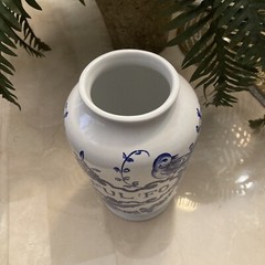 Vintage LILLY Drug Blue White Ceramic Pharmacy Apothecary Jar Vase U:CAELFUL:FO