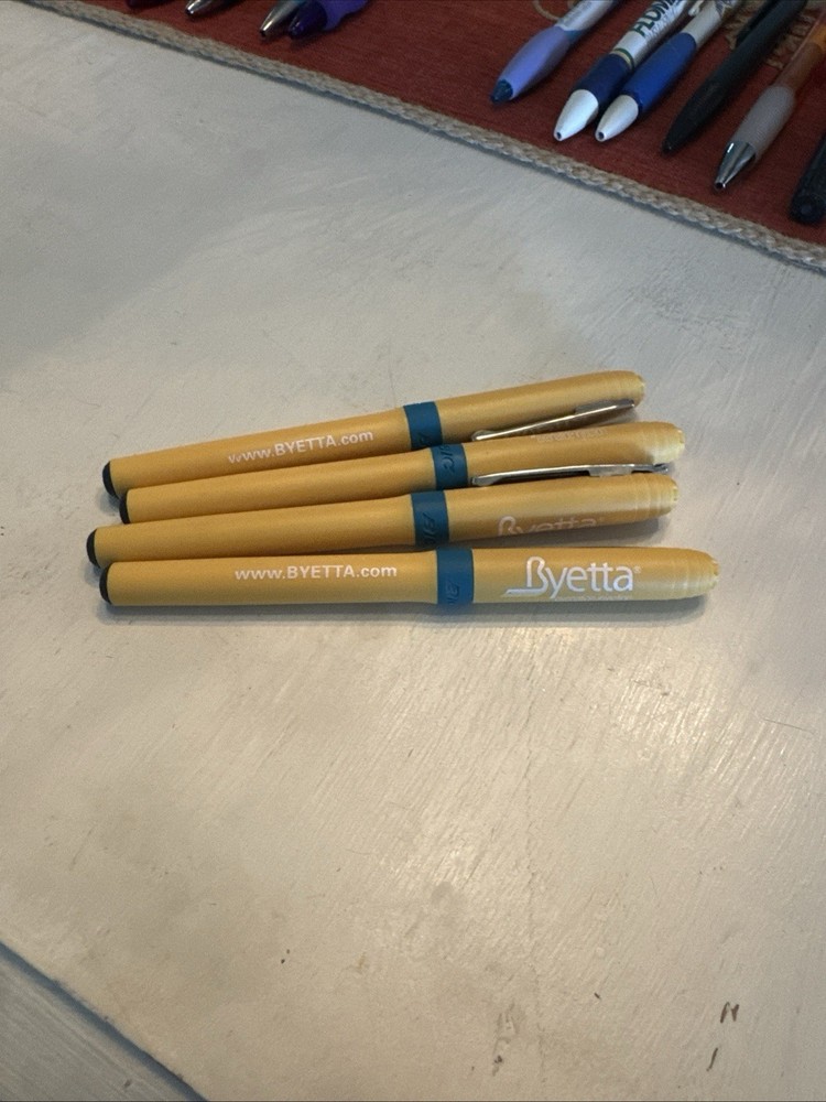 Drug Rep Pens 4 ( Byetta ) with Felt Tip Black Bic Smooth