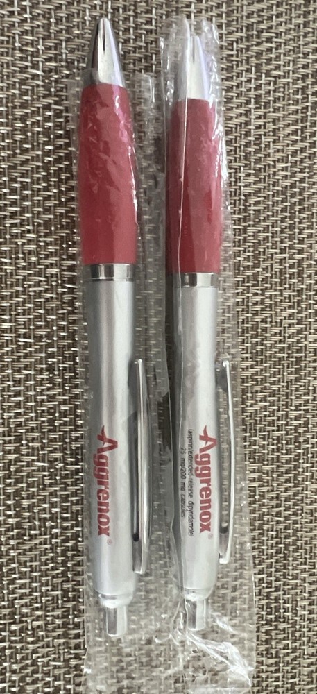 2 Aggrenox Drug Rep Pharmaceutical Click METAL PENS Promo New