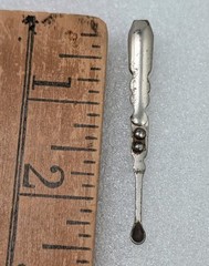 Vintage Silver Tone Measuring Spoon Tweezer End Pharmacy Pharmaceutical