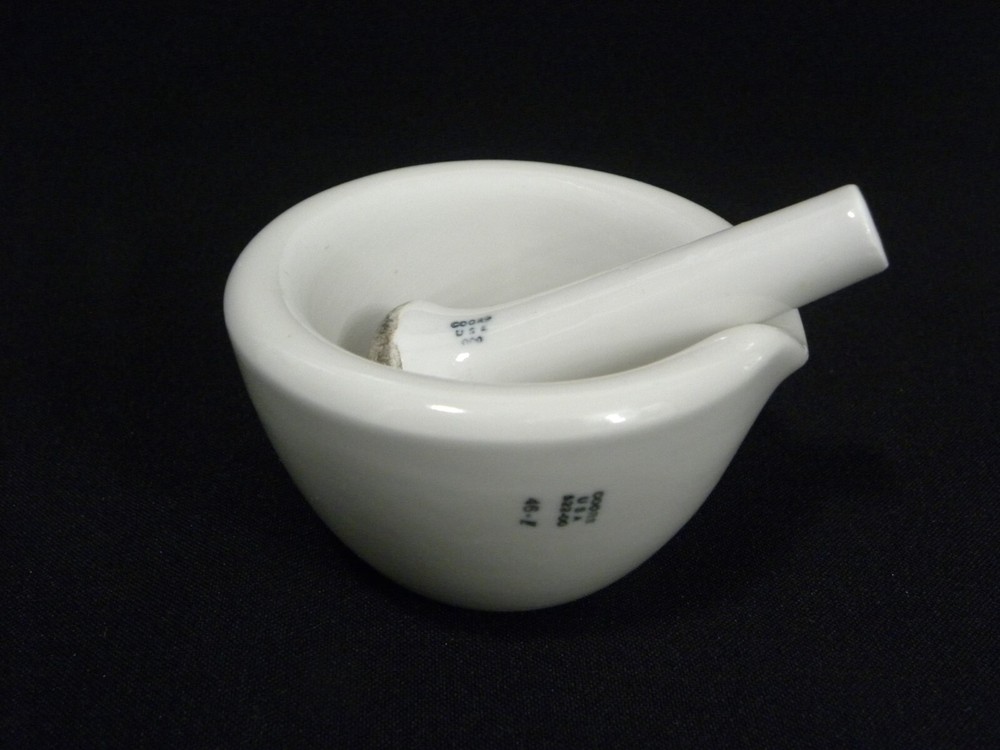 Vintage Used Coors USA Lab Mortar 522-00 and Pestle 000 Set, #4