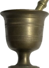 Vintage 1940s – 50s Solid Brass Mortar and Pestle Greek Key Design Pattern 3.5lb