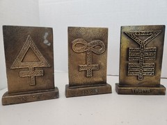 1977-81 Tinactin Apothecary Symbols Bronze Metal Paperweight/Bookends 6 Lot SET