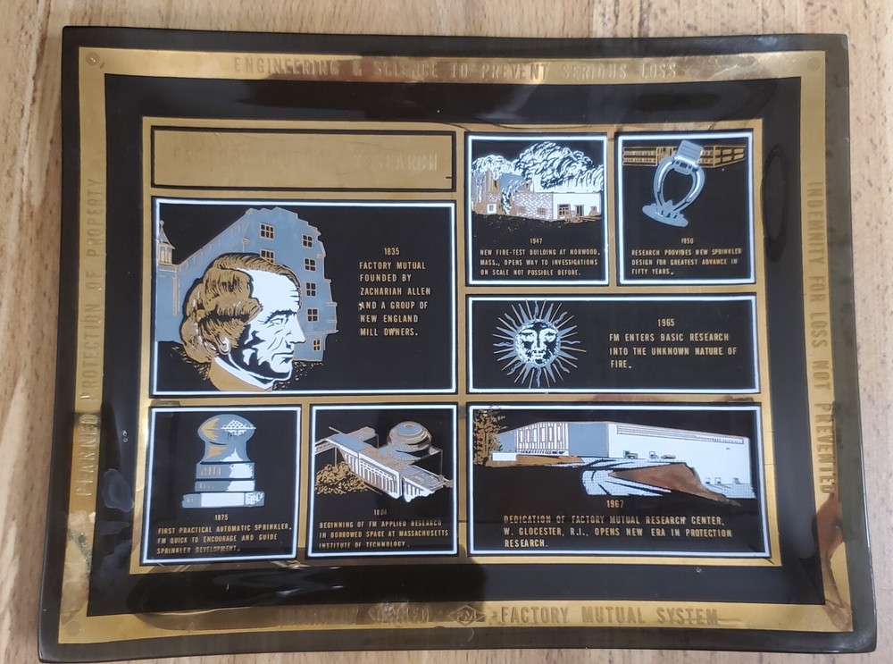 RARE VTG FACTORY MUTUAL RESEARCH ENGINEERING & SCIENCE GLASS DISH 1967