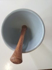 Schering William Procter Jr Rx ceramic mortar and pestle brown Vtg
