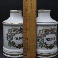 Vintage Porcelain Apothecary Medicine Jar Set Salts Cologne Gauze Perioxide