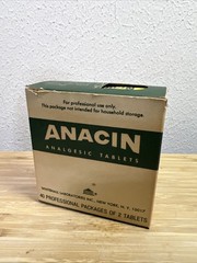 RARE Vtg 1960s ANACIN BOX pharmaceutical physician sample doctor MEDS pills