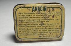 Anacin Vintage Analgesic Tablets Metal Tin, 12 Tablets w/ Directions