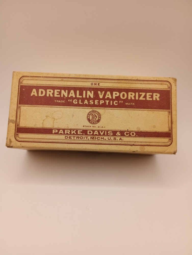 Vintage ‘50s Parke Davis GLASEPTIC ADRENALIN VAPORIZER With Box, Instructions
