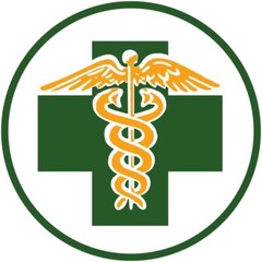 Green Cross Caduceus NEW Sign 28″ Dia. Round AMERICAN STEEL