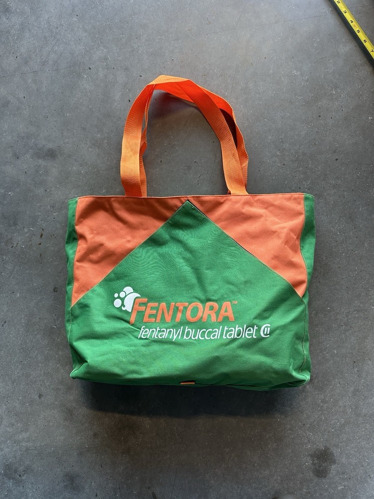 Vintage Rare FENTORA Drug Rep Pharma Merch Zippered Tote Bag Front Flap Fentanyl