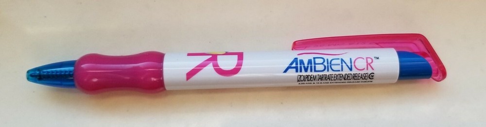 Ambien CR Drug Rep Hot Pink Gripper Ink Pen Pharmaceutical RARE Collectible Swag