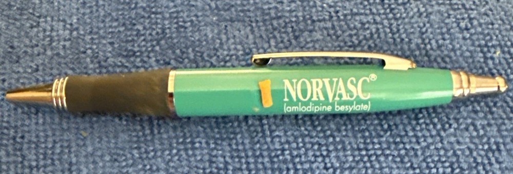 Heavy Metal Pfizer Norvasc Drug Rep Pharmaceutical Promo Pen Green P1