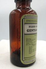 BW – 1950’s Eli Lilly Gentian Compound Indianapolis 5 1/4 Amber Medicine bottle