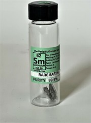 Samarium Metal Dendrites 99.9% 1 Gram+Clean in Argon Glass ampoule in glass Vial