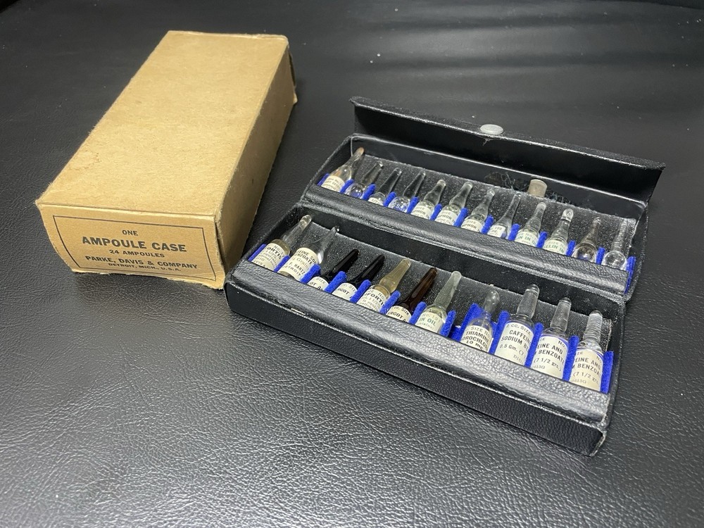 Antique Pocket Ampules Medical Kit Rare Pharmacy Homeopathic Park Davis Detroit