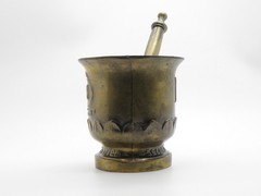 Vtg Brass Mortar & Pestle USP Rx Est 1820 150th Anniversary Schering Pharmacopia