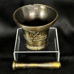 Vintage 1976 Bicentennial Celebration Brass Mortar & Pestle Rx Pharmacy
