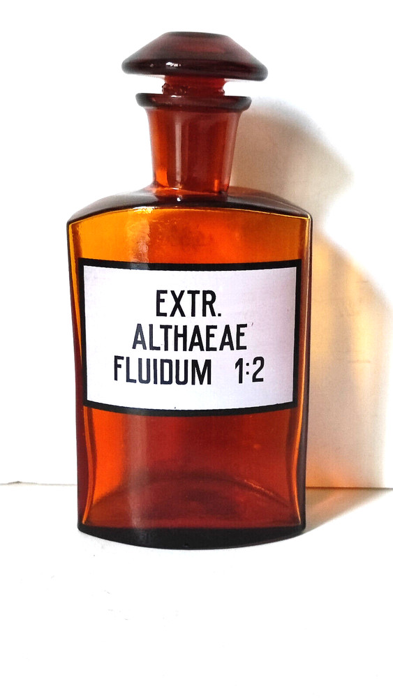 EXTR. ALTHAEAE FLUIDUM 1:2, Vintage Glass Apothecary Pharmacy Brown Bottle 250ml