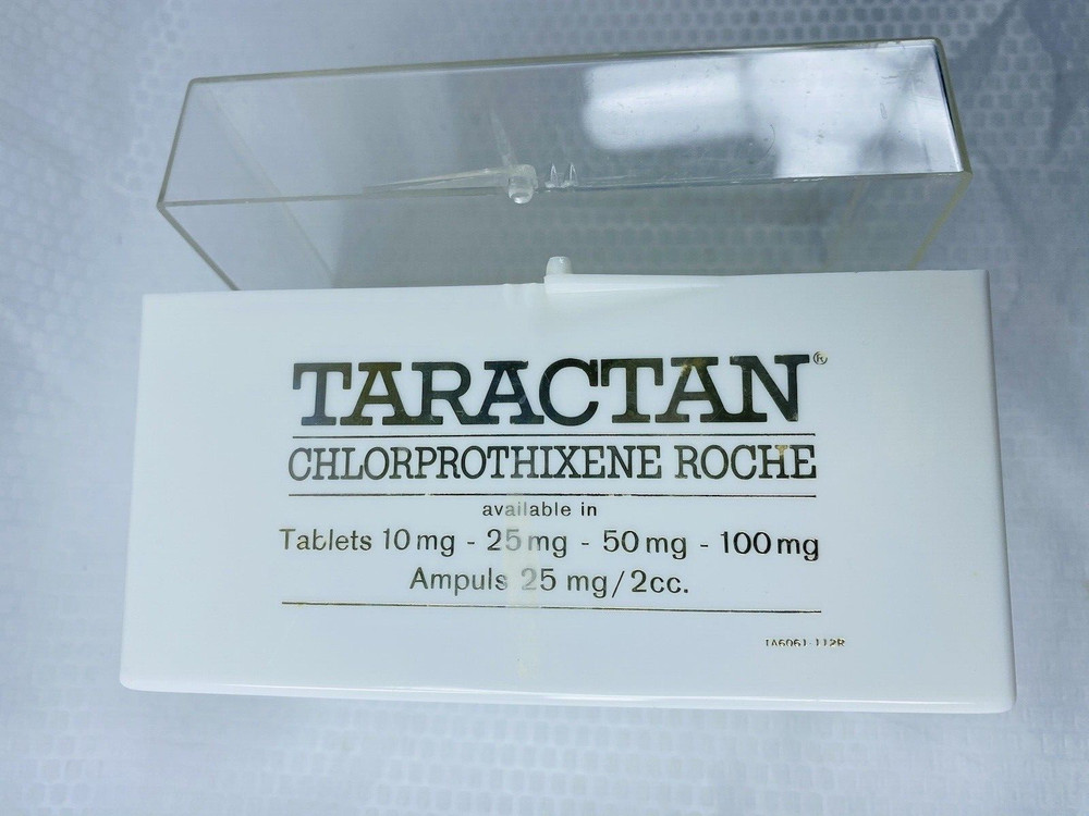 TARACTAN CHLORPROTHIXENE ROCHE Pharmaceutical INDEX CARD PLASTIC BOX