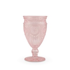 Weddingstar Vintage Inspired Pressed Glass Goblet, Blush Pink, 10 fluid ounces