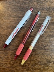 Lot of 3 Lexapro Medical Drug Rep Pharmaceutical Pens Red Grip White Gold Forest