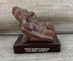 Vtg Portrait Of Anxiety/Depression Etrafon Promo Clay Figurine Mexico